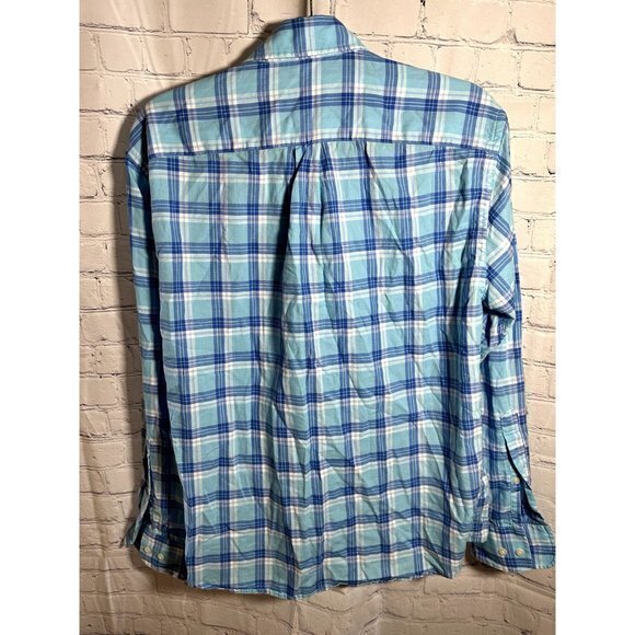 PETER MILLAR MENS BLUE PLAID LONG SLEEVE BUTTON FRONT SHIRT (L)    EUC - Picture 5 of 5